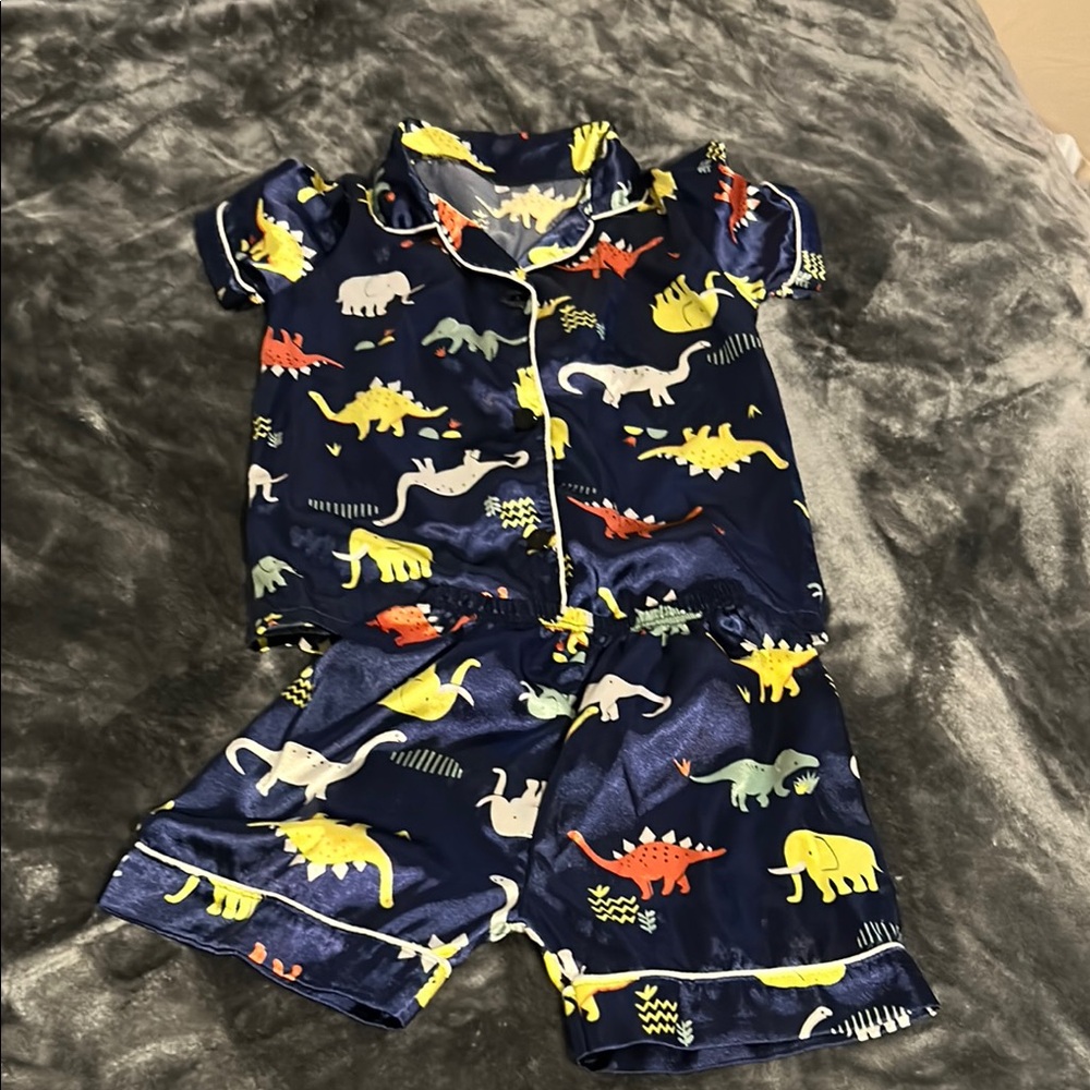 Dinosaur Print Kids Pajama Set - Navy5/6 size